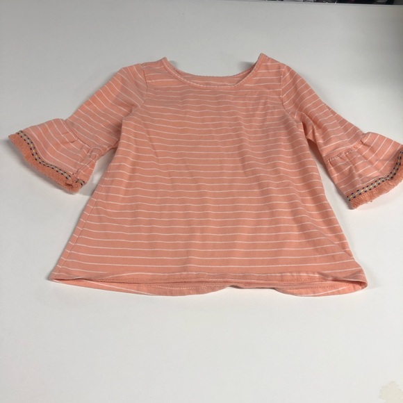 okie dokie Other - Okie Dokie Girls Flare Sleeve Striped Blouse Orange and White 5T